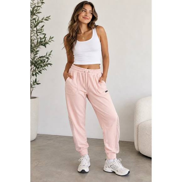 Nine West Pants - Nine West Women's Blush Pink Joggers Mesh Panels Size M Athleisure Sporty Gym